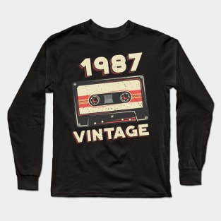 Vintage 1987 Retro Cassette Tape 33rd Birthday Long Sleeve T-Shirt